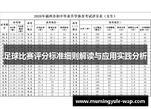 足球比赛评分标准细则解读与应用实践分析