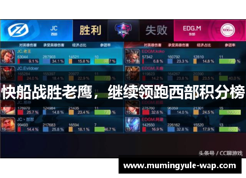 快船战胜老鹰，继续领跑西部积分榜